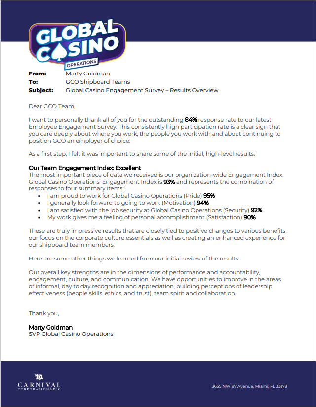 Engagement Survey Ocean Players Club